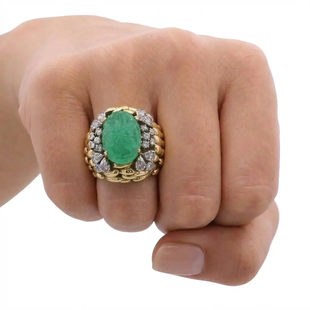 David Webb Carved Emerald