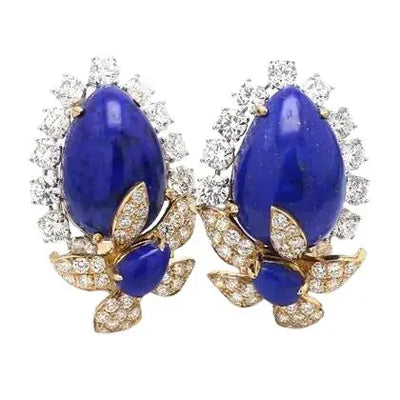 David Webb Lapis Lazuli Earrings with Diamonds