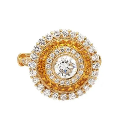 Diamond and Yellow Sapphire Ring with Round Brilliants