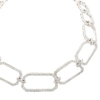 Pavé Diamond Link 18K White Gold Necklace
