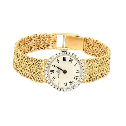 Baume & Mercier 21mm Diamond Bezel Watch with Ivory Roman Dial