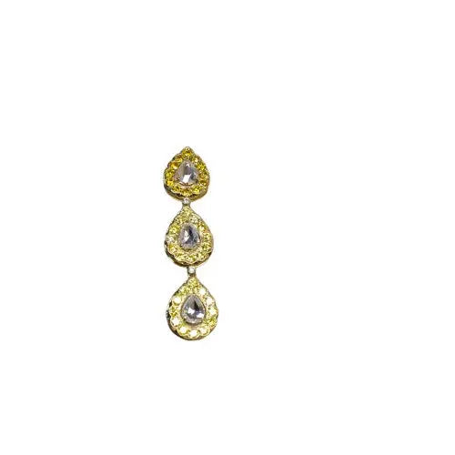 Rose Cut Diamond & Two-Tone Gold Dangle Earrings