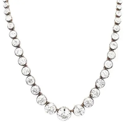 Old European Cut Diamond Riviera Necklace with 78 Diamonds