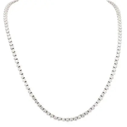 Round Diamond 3-Prong Tennis Necklace