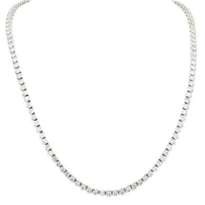 Round Diamond 3-Prong Tennis Necklace