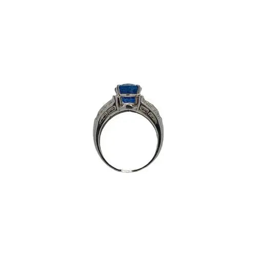 5.08ct Oval Sapphire Ring with 1.00ctw Round Brilliant and Princess Cut Diamonds