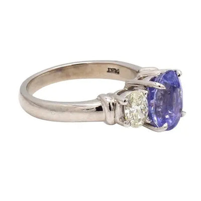 3.02ct Oval Purple-Pink Sapphire and Diamond Ring Sz.7