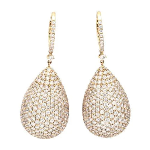18K Rose Gold Pave Drop Earrings