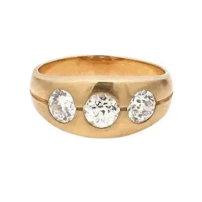 14K Yellow Gold Ring with Old European Cut Diamonds