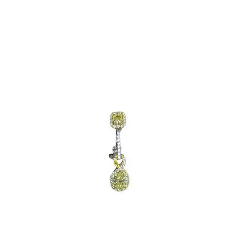 5.06ctw Fancy Yellow Cushion and Oval Diamond Drop Earrings