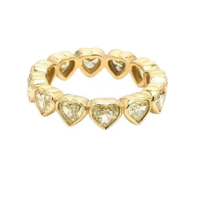 3.40ctw Fancy Yellow Heart Cut Diamond Eternity Band