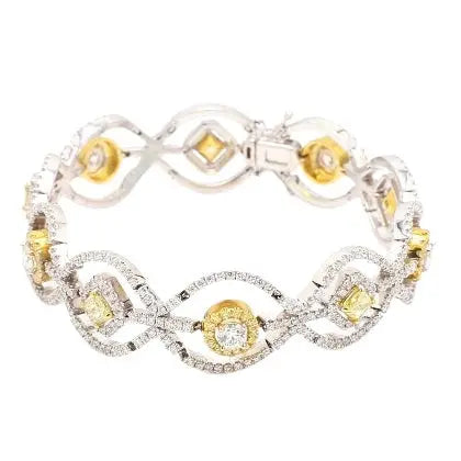 Yellow and White Diamond Radiant Cut Bracelet