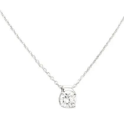 14k White Gold Solitaire Pendant Necklace with Diamond