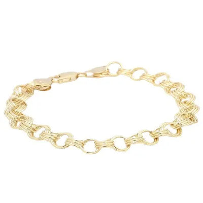 Brown Diamond Spiral Charm Bracelet with Bezel-Set Center Stone