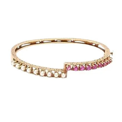14K Rose Gold Bracelet with Rubies and Pearls