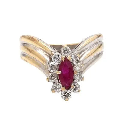 14K White Gold Ruby and Diamond Ring Size 6.25