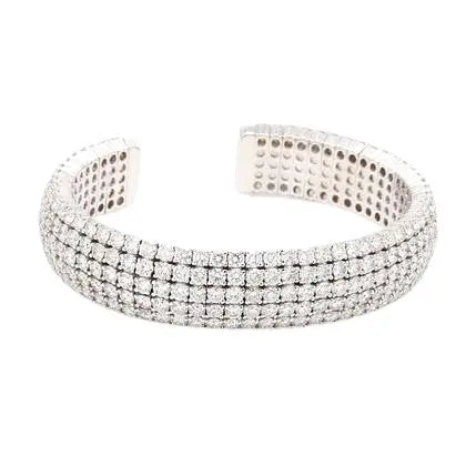 Norman Silverman 5-Row Cuff Bracelet with Round Brilliant Diamonds