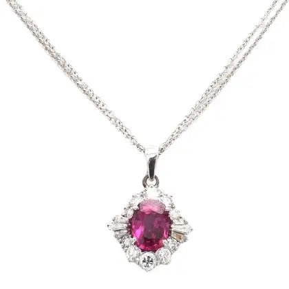 Oval Ruby and Diamond Necklace