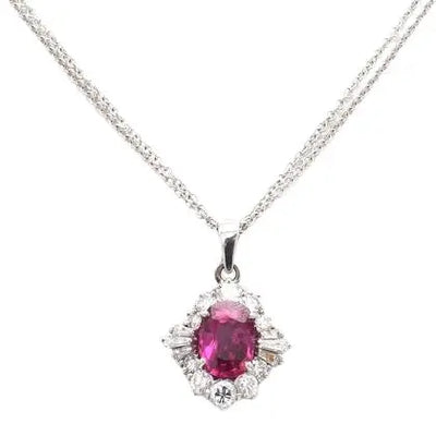Oval Ruby and Diamond Necklace