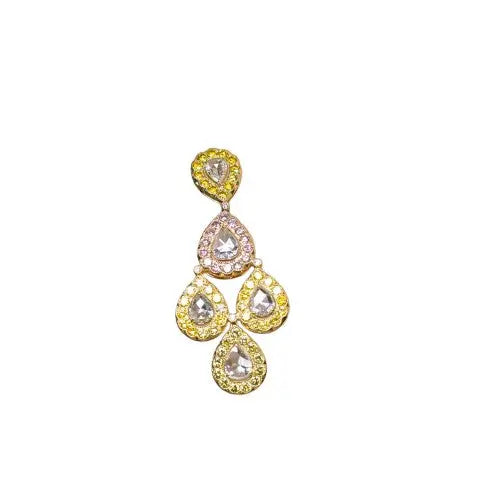 8.33ctw Pink and Yellow Diamond Rose Cut Chandelier Earrings