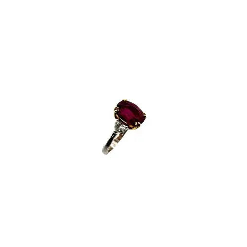 3.28 OVAL RUBY THAILAND HEATED AGL,&  0.34ctw 2HS