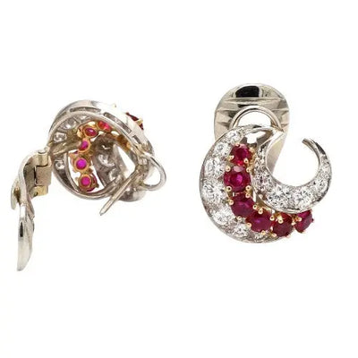 Van Cleef & Arpels Diamond and Ruby Earrings