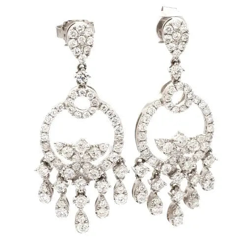 18K White Gold Earrings with 2.10ctw Round Diamonds