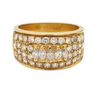 18K Yellow Gold Band with Diamonds