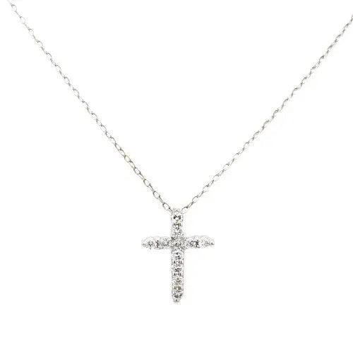 Diamond Cross Necklace with Round Brilliants