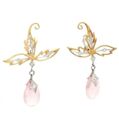 Cathy Waterman Rose Quartz & Diamond Earrings