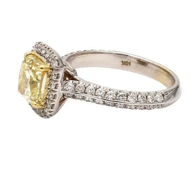18K Gold Fancy Yellow VS2 Cushion Diamond Ring