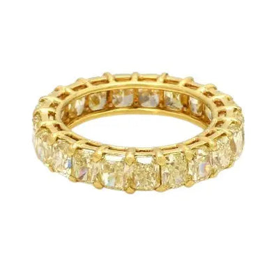 18K Yellow Gold Eternity Band with Fancy Yellow Intense Radiant Diamonds
