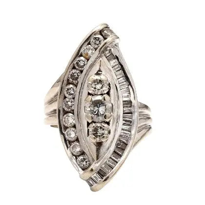 14K White Gold Diamond Ring Size 7.5