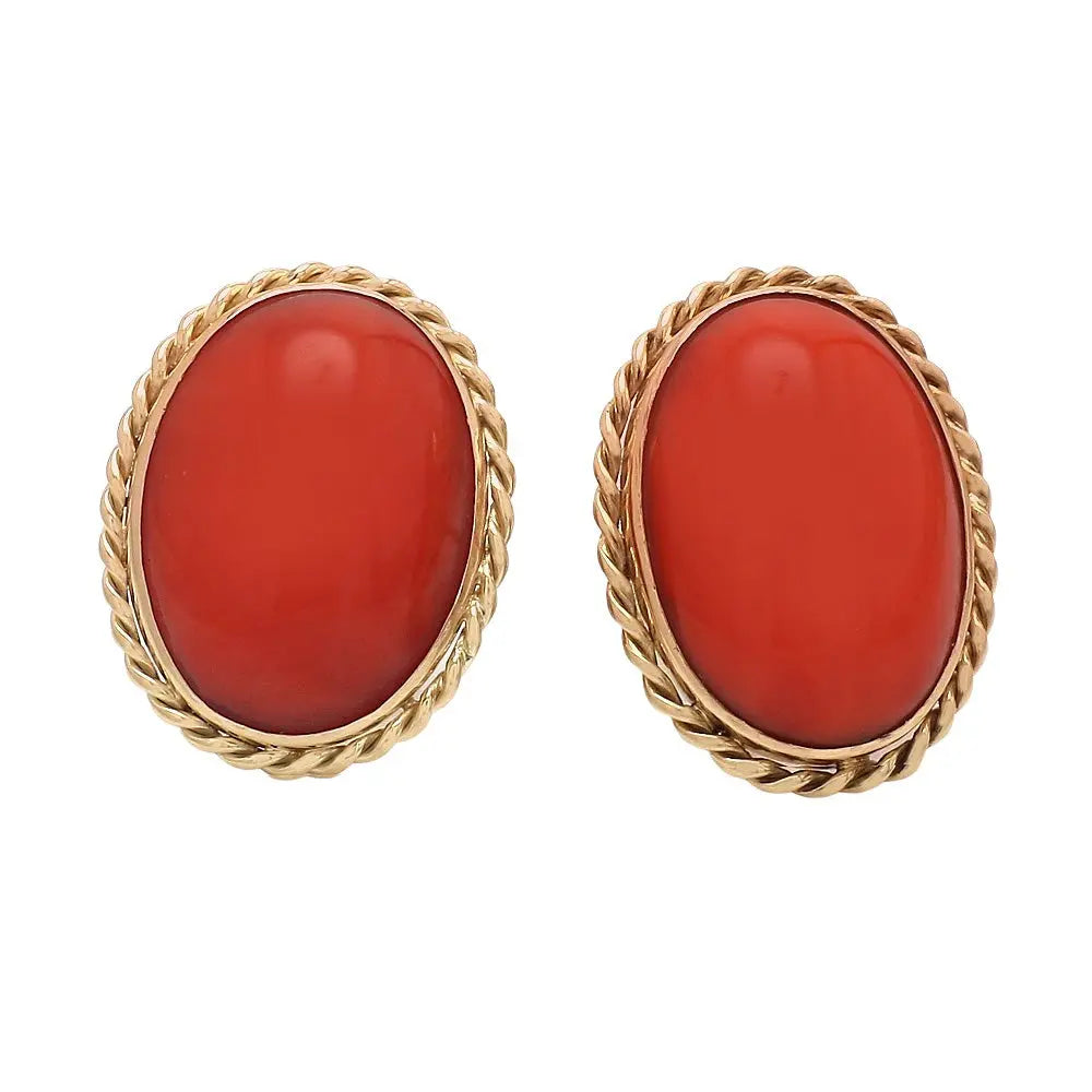 18K Yellow Gold Earrings with Coral