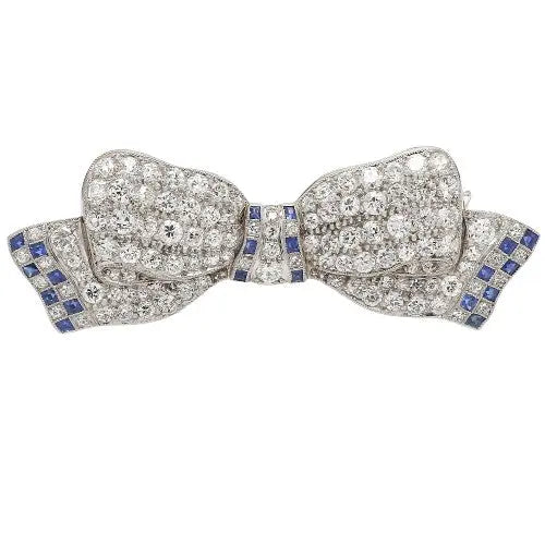 Bow Brooch with French and Euro-Cut Diamonds