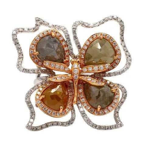 12.59ctw Fancy Color Diamond Floral Dragonfly Ring