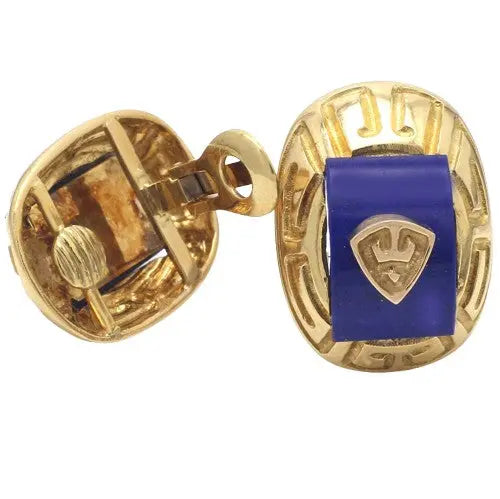 18K Yellow Gold "Wander" Non-Pierced Earrings with Lapis Lazuli
