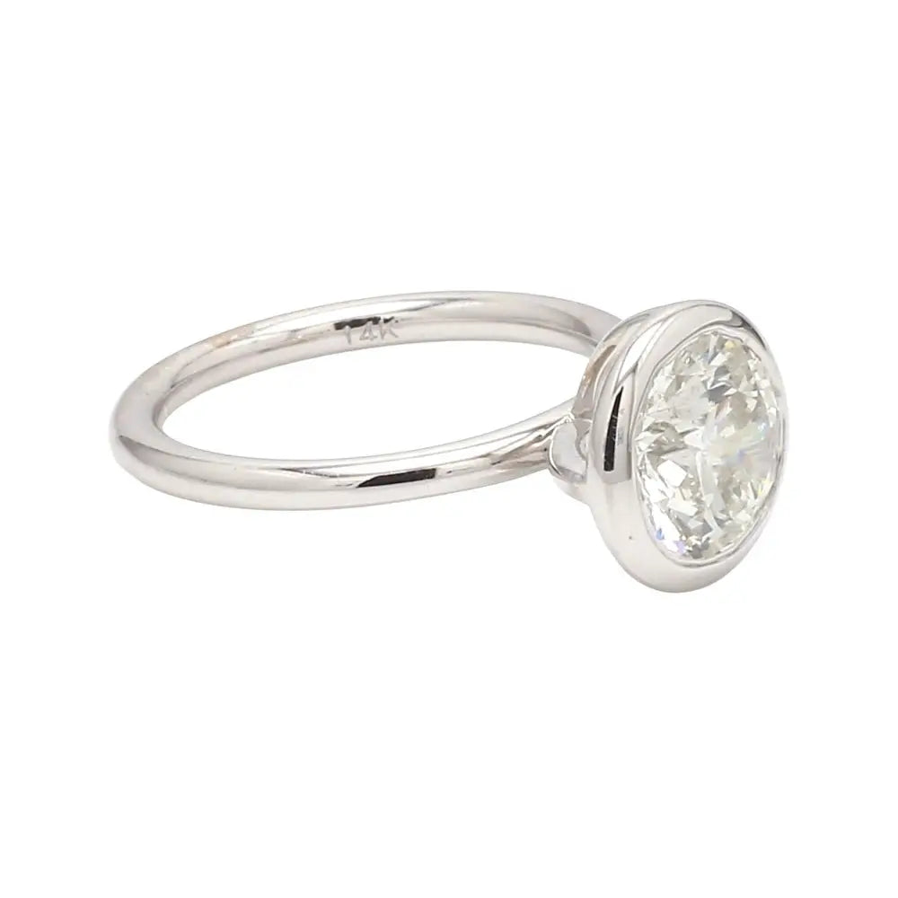 2.16ct Round Brilliant Diamond Bezel Set Solitaire Ring