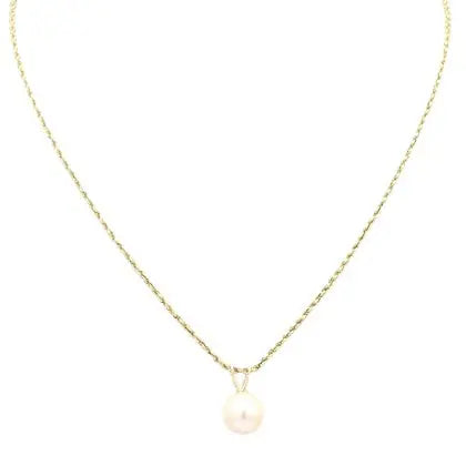 14K Yellow Gold Pendant Necklace with 7MM Pearl