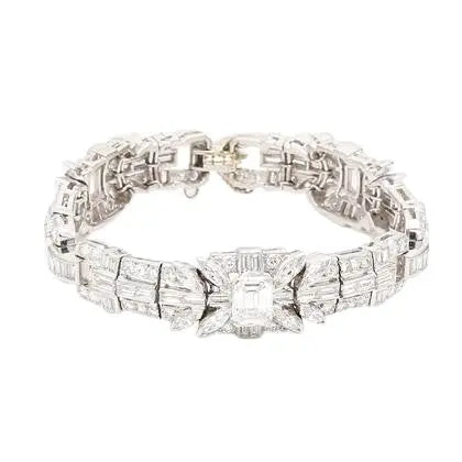Diamond Bracelet with Emerald-Cut, Baguette, Marquise, and Round Accents