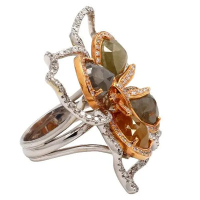 12.59ctw Fancy Color Diamond Floral Dragonfly Ring