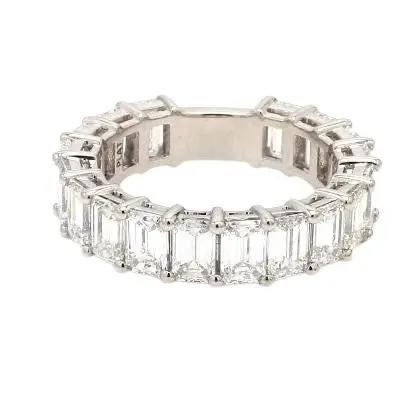 Platinum Band with Emerald Cut Diamonds