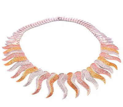 18.04ctw Pink, Yellow, and White Multi Color Diamond Necklace