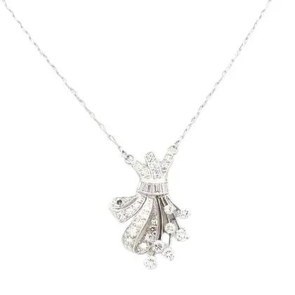 Platinum Pendant Necklace with Diamonds