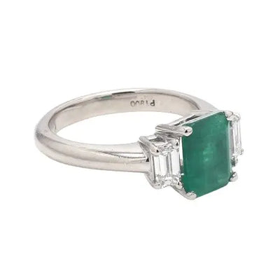 Emerald-Cut Emerald Ring with Diamond Accents