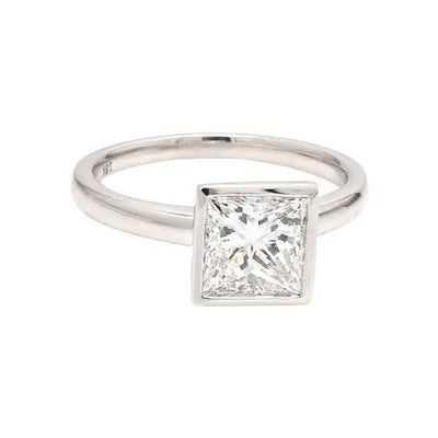 Bezel-Set Princess Diamond Ring – GIA Certified