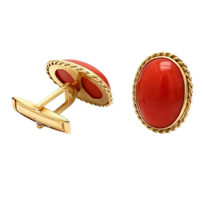 18K Yellow Gold Earrings with Coral