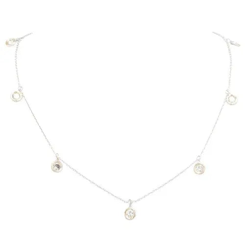 Hanging Diamond Station Pendant Gold Necklace