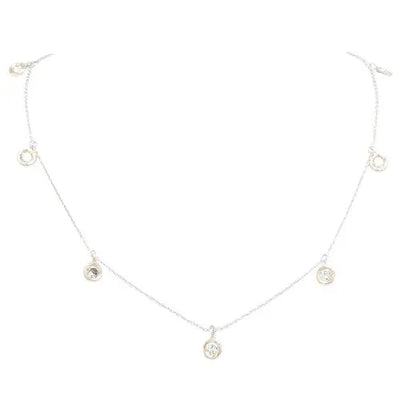 Hanging Diamond Station Pendant Gold Necklace