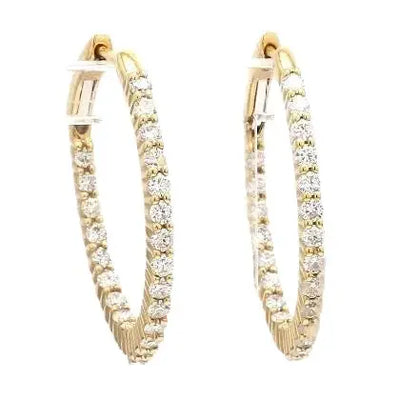 14k Yellow Gold Inside Out Hoop Earrings with Diamonds